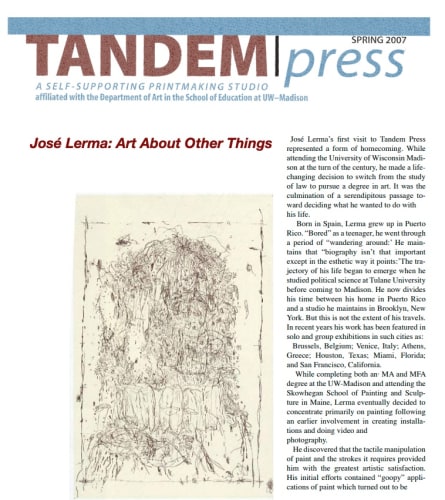 JOSÉ LERMA: ART ABOUT OTHER THINGS