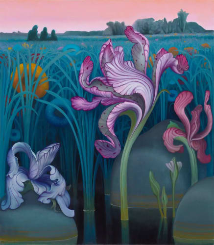 Inka Essenhigh, Estuary, 2022. Enamel on canvas, 32 × 28 in.