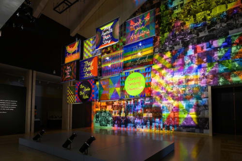 Jeffrey Gibson, They Come From Fire, 2022. Site-specific installation, Portland Art Museum.