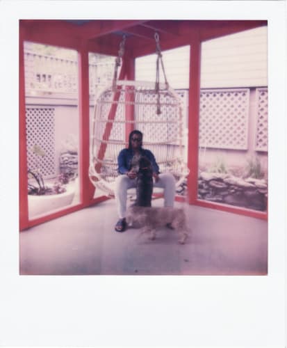 “Me on our screened in porch with our two dogs, Puma and Toast, in Salisbury, Conn." Mickalene Thomas