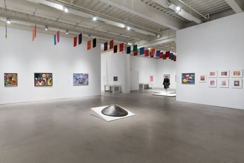 Jae Jarrell, Brothers Surrounding Sis, 1970. Suede suit and acrylic paint, 35 x 13 in. Installation view, The Freedom Principle: Experiments in Art and Music, 1965 to Now, Institute of Contemporary Art, University of Pennsylvania. Photo: Constance Mensh.