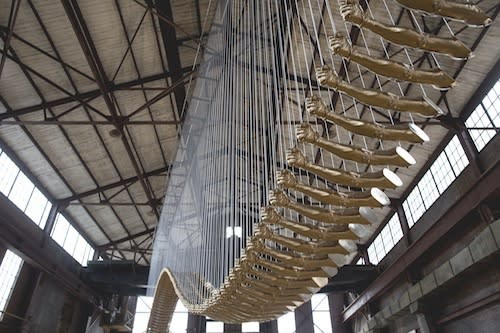 Glenn Kaino, “Bridge,” 2014, Fiberglass, steel, wire, and gold paint, as part of Alter/Abolish/Address, a LAND (Los Angeles Nomadic Division) exhibition. Photo courtesy of Joshua Cogan.