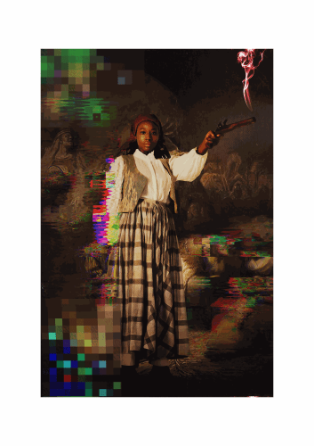 Rewind Collective Harriet Tubman #1, 2021 100% of the proceeds from the sale of this print (minus the NFT minting fees and gas fees) go to the charity Art At A Time Like This. Giclée print on Hahnemühle photo rag metallic paper 11 3/4 x 8 1/4 in 30 x 21 cm.
