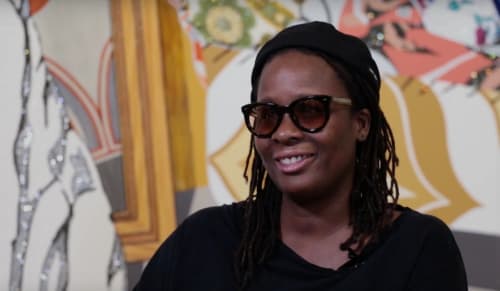 Contemporary artist Mickalene Thomas is best known for her large-scale paintings of black women. (Still from YouTube )