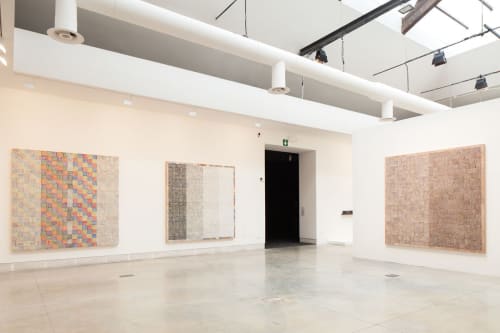 McArthur Binion, ‘DNA’ series, 2014-16, oil paint stick and paper on board, installation view, Central Pavilion, 57th Venice Biennale. Courtesy: La Biennale di Venezia; photograph: Francesco Galli
