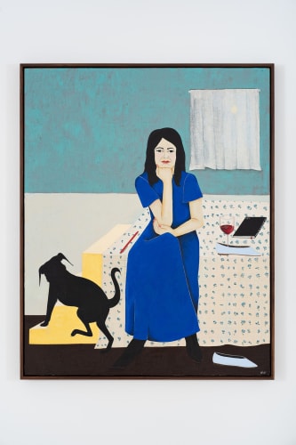 Clare Rojas, Tired of thinking 2021, oil on linen, 50 x 40 inches (collection of Angella and David Nazarian, Clare Rojas, photo by Phillip Maisel, courtesy the artist and Jessica Silverman Gallery, San Francisco