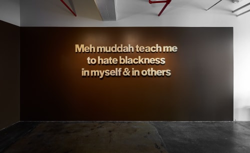 Allana Clarke, Meh Muddah Teach Me, 2019. Raw unprocessed cocoa butter, dimensions variable.