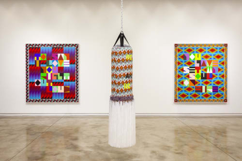 Installation view of Jeffrey Gibson: CAN YOU FEEL IT at Kavi Gupta, Chicago (all images courtesy of Kavi Gupta, photos by John Lusis)