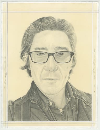 Portrait of Michael Joo, pencil on paper by Phong H. Bui.