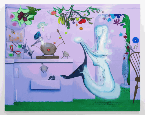 Inka Essenhigh, Kitchen 2623 CE, 2018, Enamel on canvas, 60 × 72 in.