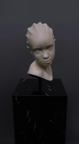 Esmaa Mohamoud, Ebony in Ivory, I, 2022. Shea Butter, Italian black marble, wax, damar resin 60 x 30 x 30 in. Unique Edition 4 of 5 (+1AP)