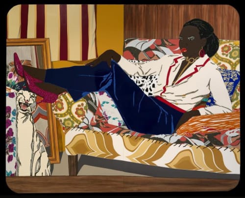 Mickalene Thomas, Portrait of Mnonja, 2010. Rhinestones, acrylic, and enamel on wood panel. Courtesy of the artist and Smithsonian American Art Museum.