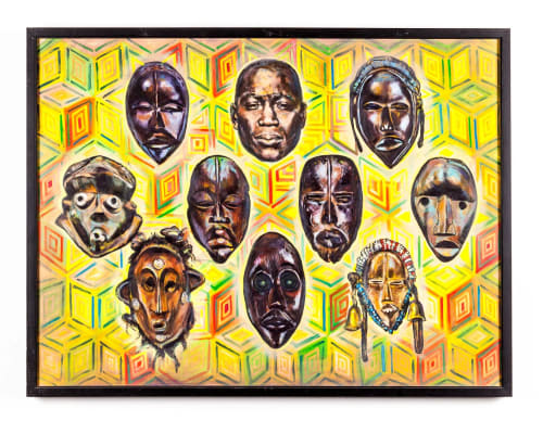 Sherman Beck, Ancestors, 1998, Oil on canvas 30 x 40 in.