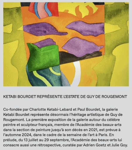 KETABI BOURDET REPRÉSENTE L'ESTATE DE GUY DE ROUGEMONT