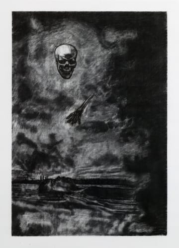 New career same town (After Redun), charcoal on paper, 144 x 110 cm