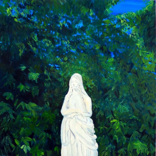 Kathy Tynan, Up here my eyes are green leaves, 2019, Oil on canvas, 60 x 60 cm