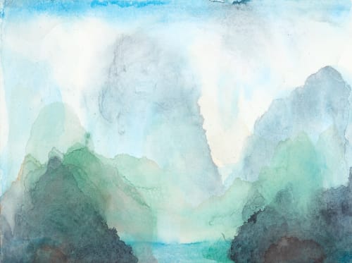 Blue mist, Japanese ink on rice paper, 30 x 40cm, 2019