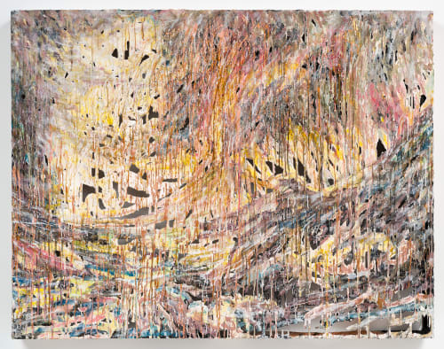 Diana Al Hadid, Hot Head, 2022, Polymer gypsum, fibreglass, steel, gold leaf and pigment, 121.9 x 156.2 cm