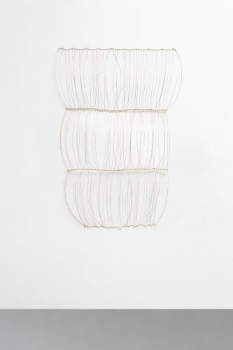 Bronwyn Katz, '!ãmã (flow)', 2025, Copper-coated mild steel, twine, copper wire, 140 x 101 x 13 cm