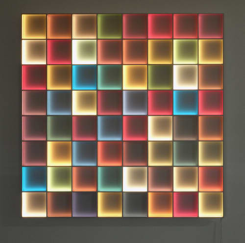 James Clar, 'Baroque Default Colors', LEDs, aluminum, filters, wire, 117 x 117 cm. Courtesy of the artist and Lawrie Shabibi.