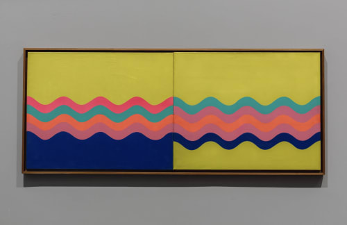 Mohamed Melehi 'Composition (1968)' Oil on canvas 89.8 × 199.6 cm Photo by: Andrea Avezzù, Jacopo Salvi, Marco Zorzanello, Matteo de Mayda Image Courtesy: La Biennale di Venezia