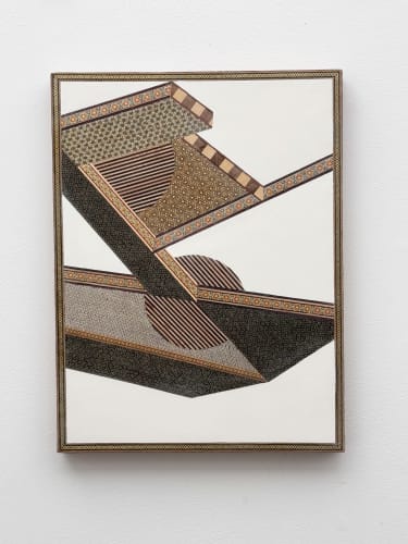 Farhad Ahrarnia, Call to Account, 2018, Khatam (Persian micro-mosaic), 38 x 24 x 3.3 cm. Courtesy of the artist and Lawrie Shabibi.