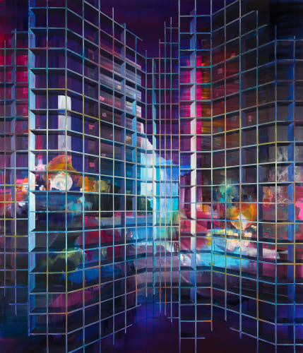 Driss Ouadahi, 'Schlusslichter', 2023, oil on canvas, 210 x 180 cm. Courtesy of the artist and Lawrie Shabibi.