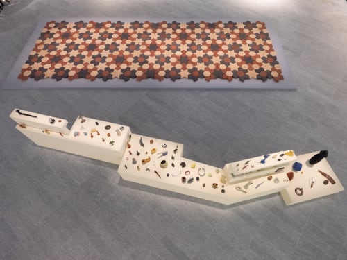 (View from above) Rand Abdul Jabbar's Earthly Wonders, Celestial Beings (2019-ongoing) at the Louvre Abu Dhabi Photo: Augustine Paredes – Seeing Things. Courtesy Department of Culture and Tourism, Abu Dhabi. Artwork © the artist