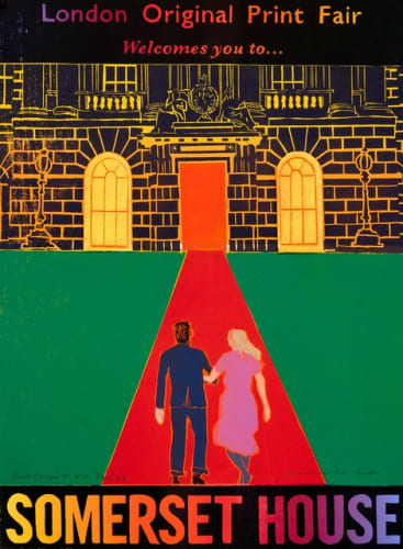 Tom Hammick, 'Red Carpet' LOPF 40th Anniversary Edition variable jigsaw woodcut, 60 x 45 cm © Tom Hammick. All rights reserved, DACS 2025. Courtesy RAW Editions.