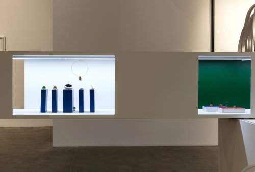 Left: A selection of jewellery by Anish Kapoor; Right: Cufflinks by Peter Blake.