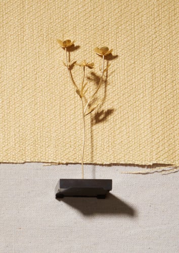 "Against Nature: Buttercup Sculpture, Earrings & Pendant", 2019, unique 18k gold and diamond earrings with posts and pendant, edition of 5