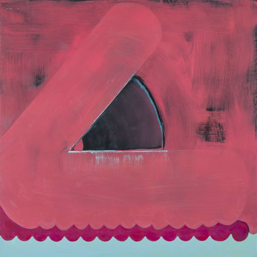 24 by 24 oil on canvas with red background