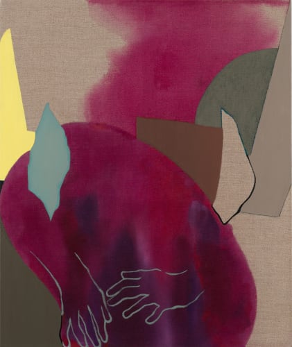 25 by 21 inch acrylic on linen by Erin O'Brien, titled "Conjurer" 2022