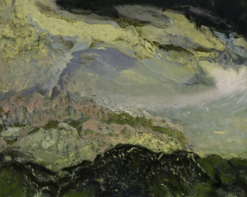 wild deep green abstract landscape painting