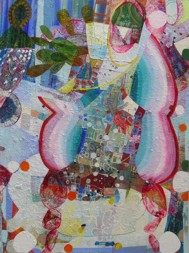 abstract 48 by 36 oil on canvas painting by Josette Urso