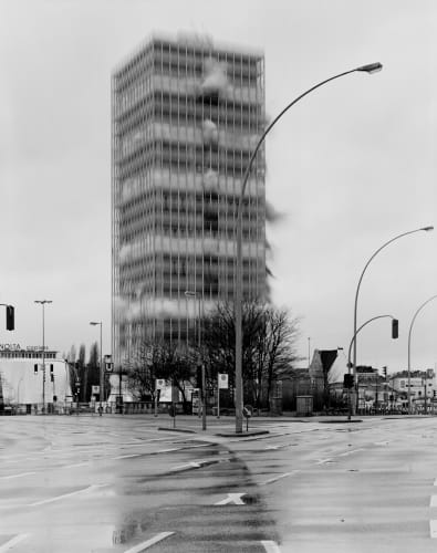 Klaus Frahm, Demolition of Millerntor-Hochhaus, Hamburg, 1996. 16 x 12 in. vintage gelatin silver print.