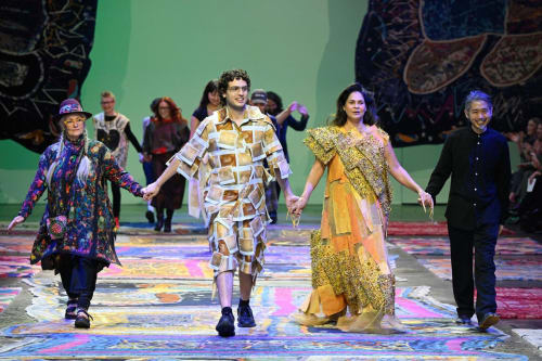 Jordan Gogos with Linda Jackson, Elaine George and Akira Isogawa. Image credit: Getty Images