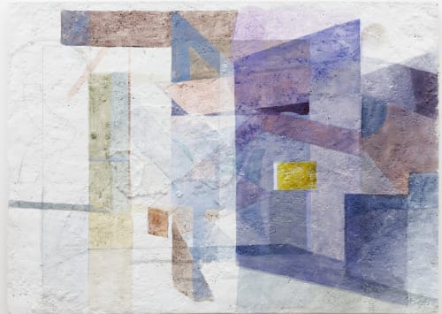 Club Bay View, 2025, Acrylic, pencil, gouache on modelling compound, hessian and wood, 88 x 64 cm