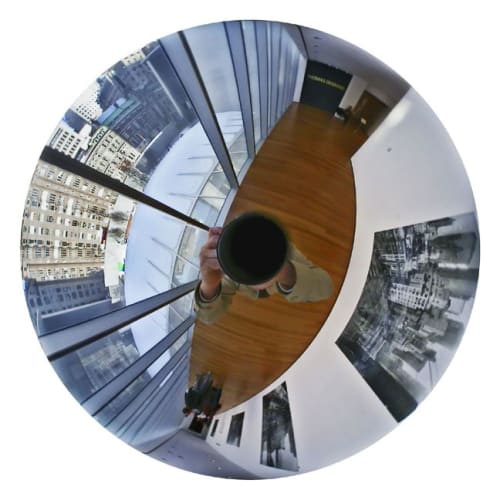 Luc Courchesne, 05/03/03-9 (New York), still photograph from the Panoscopic Journal, 2000-2002, archival digital print and rotational device mounted under glass, 25 cm diam. edition of 6