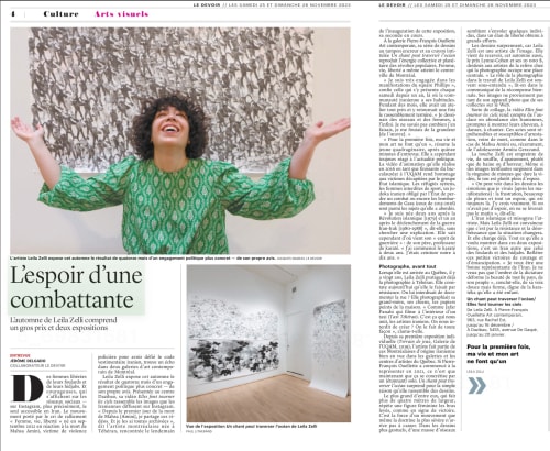 Leila Zelli, L'espoir d'une combattante, Le Devoir, 25 - 26 novembre 2023