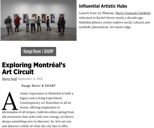 Sharp Magazine : Exploring Montréal’s Art Circuit, Sharp Magazine, September 11 2024