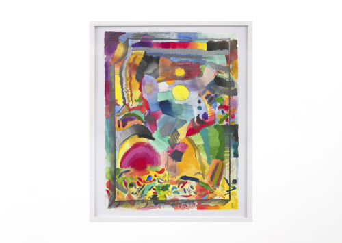 Katy Cowan, "the surface," (2020). Watercolor, ink, enamel and oil paint, graphite on paper, unframed 40 x 23 inches.