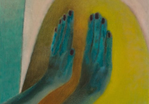 Kristy Luck, Hands (2016). Oil and wax on canvas, 25 x 21 inches. Courtesy of the artist and Philip Martin Gallery, Los Angeles.