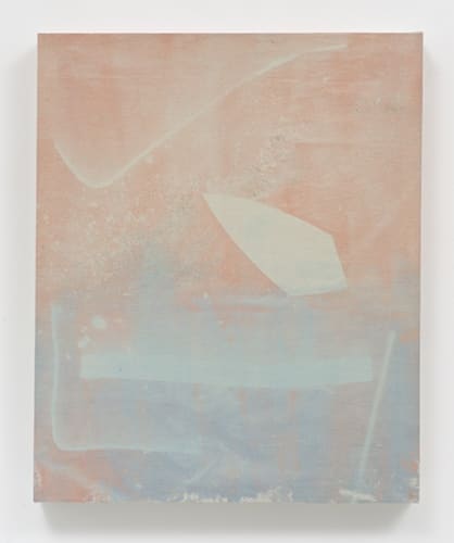 Katy Cowan, With And/Or Against (2014). Sun-sensitive paint on cotton, poplar, 19 1/2 x 16 x 1 1/2 inches.