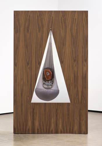 Brian Bress, Pendulum (2014). Walnut, high definition single-channel video (color), high definition monitor and player, 76 x 46 x 4 inches.
