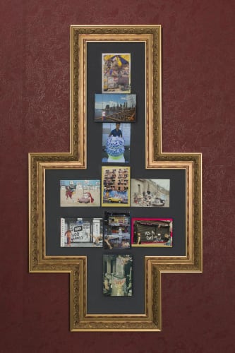 Street 2020 postcard and mixed media 112 x 63 cm