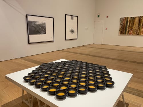 Osman Dinç, Elbow Grease of Bee, 2017, steel, aluminum, bees wax , 115 x 30 cm, 91 pieces, each r:12 cm