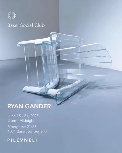 Ryan Gander, A toopled Adirondack chair after a snowball, 2022.