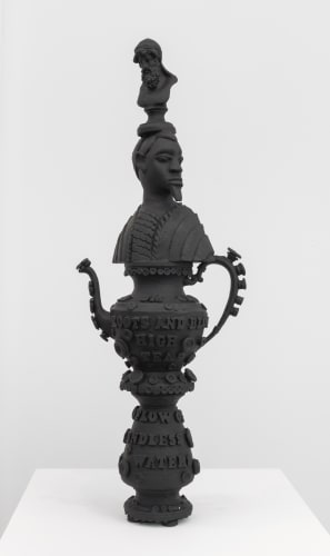 Colored Entrance. I was there when the Angels Drove out the Ancestors., 2023-24 Acrylic, wood, found objects and clay vessel, 79 x 30 x 30 cm