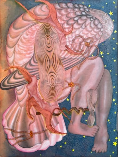 Qian Qian, New Angel, 2022, Acrylic and pencil on paper, 56 x 76 cm. Courtesy of the artist.